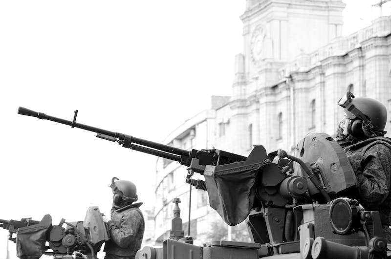 A black and white photo of an old gun.